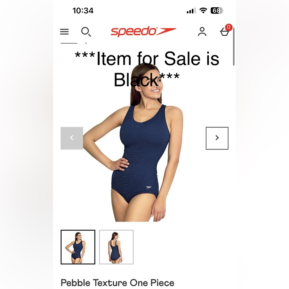 Speedo Women's BLACK Pebble Texture One Piece Swimsuit - Sz 10 - NWT